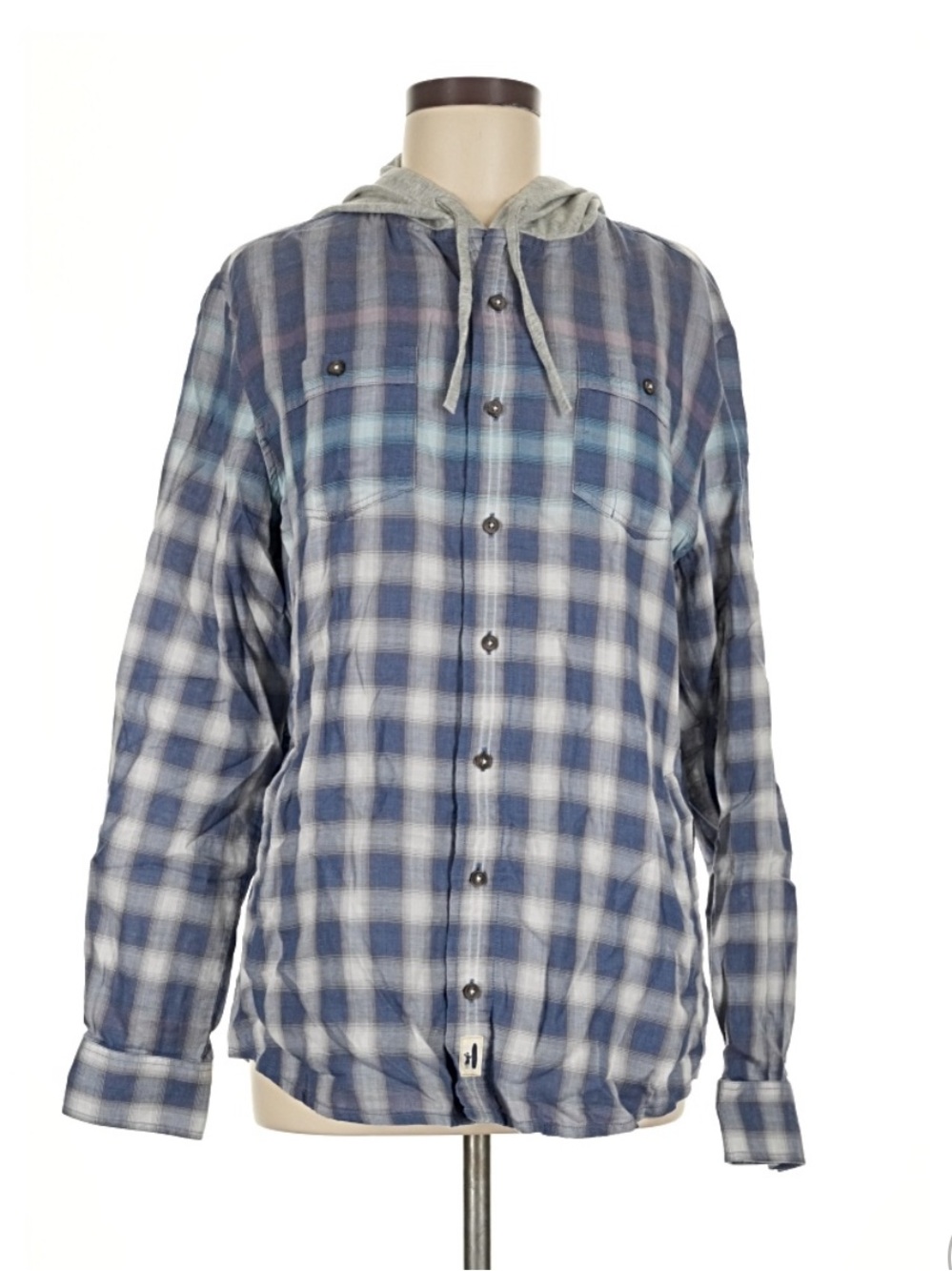 johnnie-O Blue and White Surflannel Shirt - M